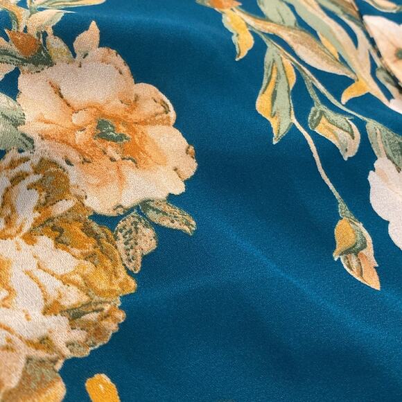 June & Hudson Teal Floral Button Front Midi Dress Size Medium - Picture 9 of 9